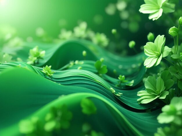 Green floral wave abstract background