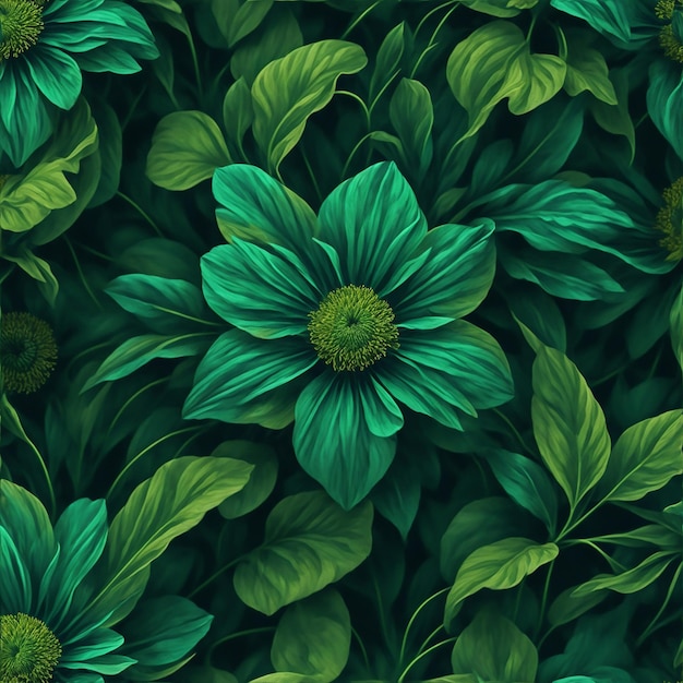 Premium AI Image | Green Flower and Leaf Background 01