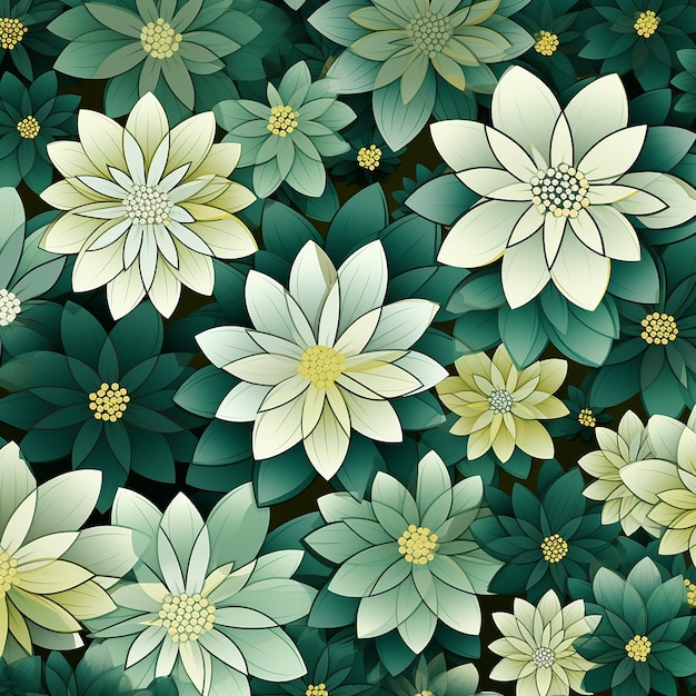 Green flowers garden pattern background