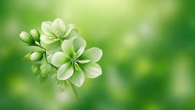 Photo green flowers on green background with space for text