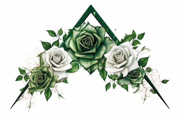 Foto fiori verdi su sfondo bianco bellissima illustrazione generativa ai