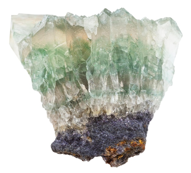 Green fluorite rock isolated on white