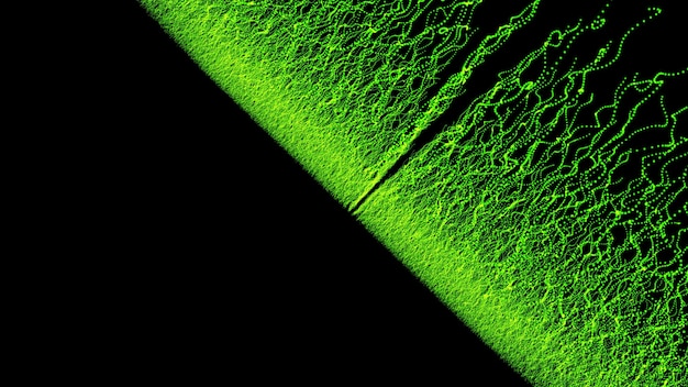 검정색 배경에 녹색 비행 입자