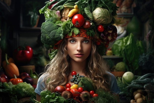 green food woman background