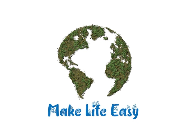 Photo green forest earth and  typography font lettering for world usability day