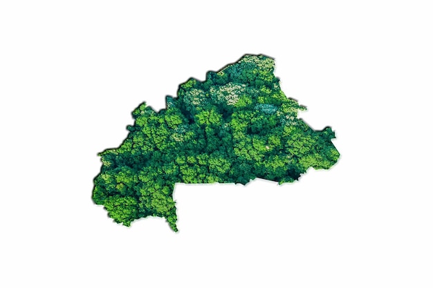 Foto mappa della foresta verde del burkina faso, su sfondo bianco