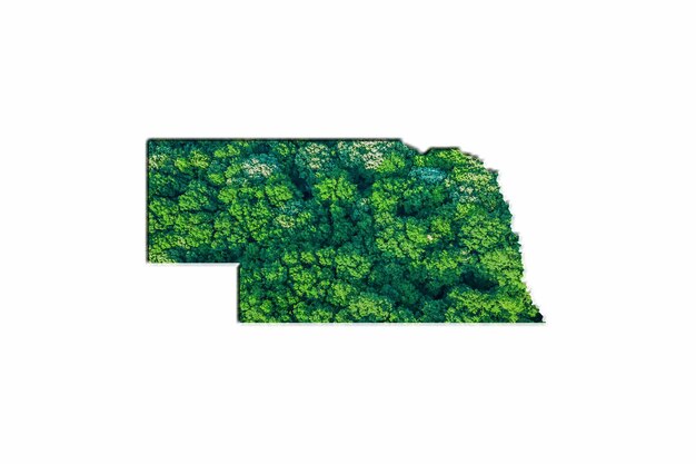 Green Forest Map of Nebraska, on white background