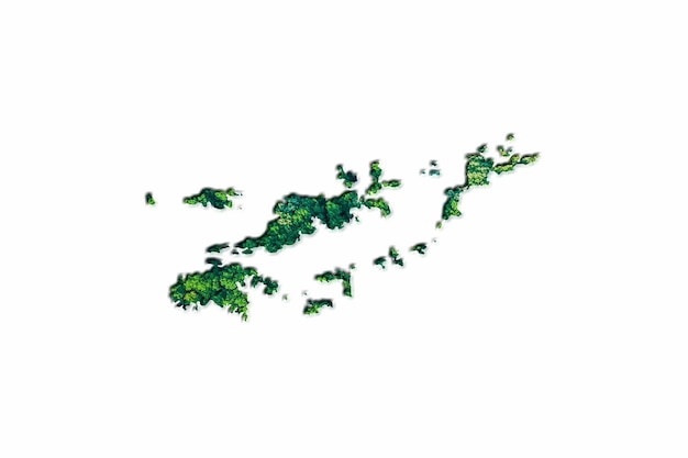 白地にイギリス領バージン諸島の緑の森の地図