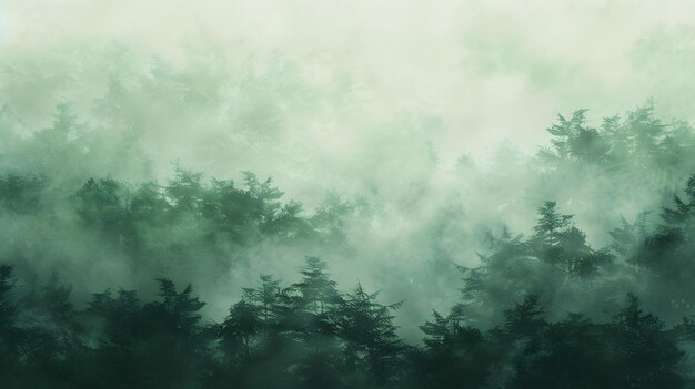 Foto arte della nebbia verde della foresta