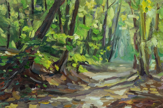 Green forest painting