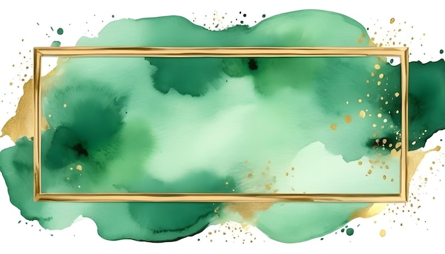 Green frame watercolor pattern background