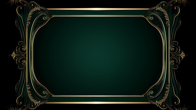 Photo a green frame with a gold frame with a gold border