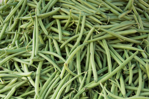 Green french beans on a local market