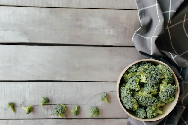 Green fresh broccoli in bowl