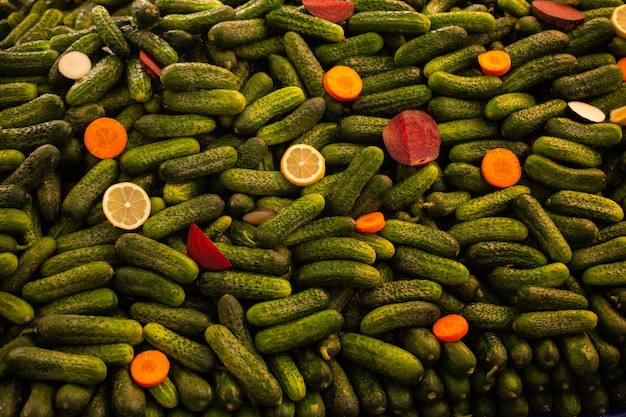 Green Fresh cucumbers in the market Harvest Concept Cucumber sativus