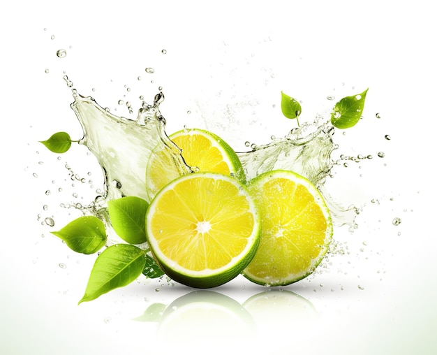 Green fresh lemon isolated on background