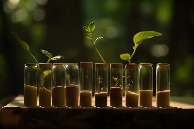 Photo green fresh plant in glass test tube in laboratory neural network ai generated