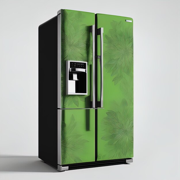 green fridge with a black background3 d render of green refrigerator with white background