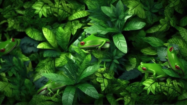 Green Frog HD 8K wallpaper background Stock Photographic Image