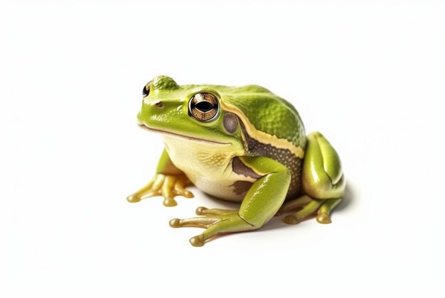 green frog isolated on white background generative ai