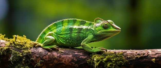 green frog on a log with the green background