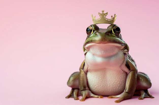 Green frog on the pastel background 29 february leap year day concept