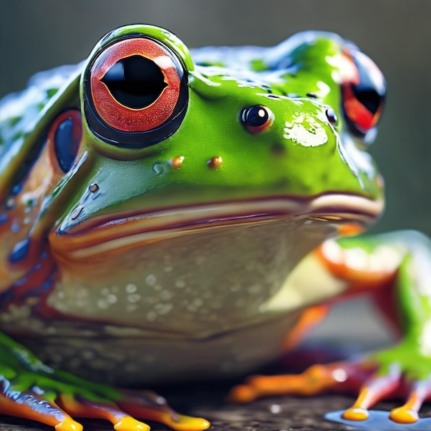 Green frog in the tropical forest