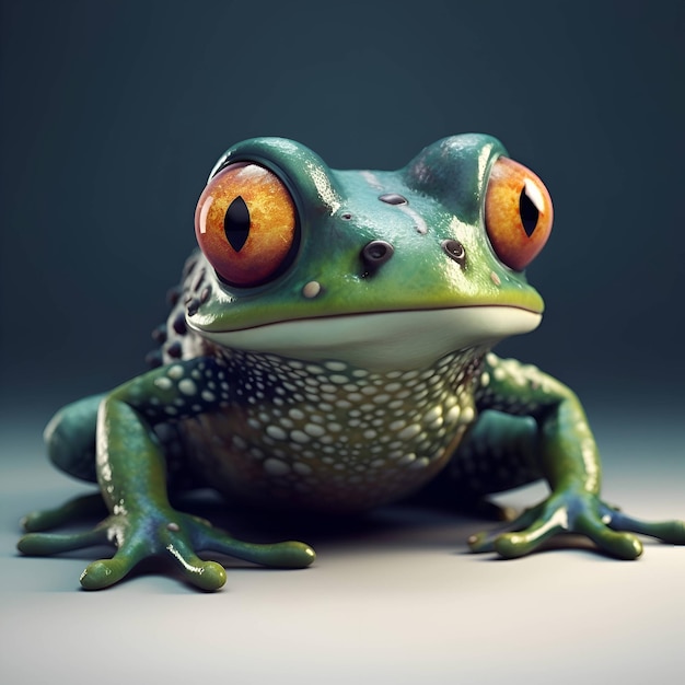 Premium AI Image | Green frog with big eyes on a gray background 3d ...