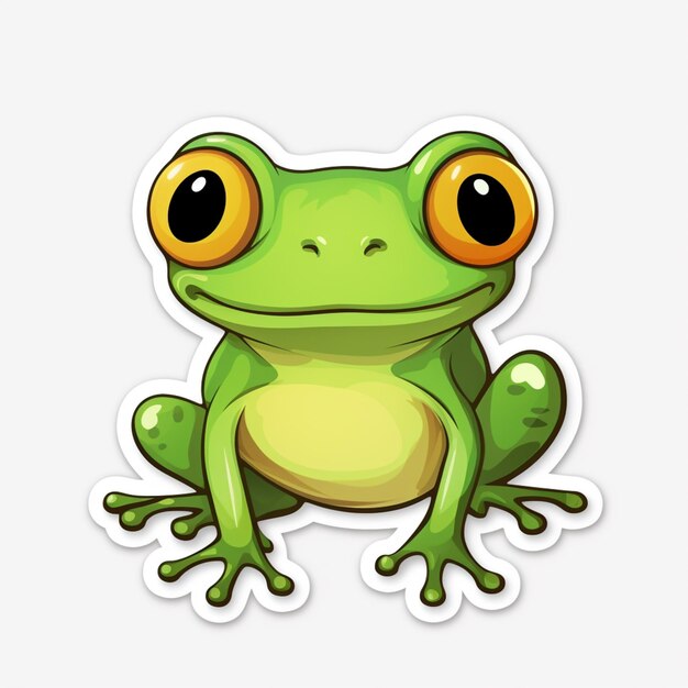 Photo a green frog with big eyes sitting on a white surface generative ai