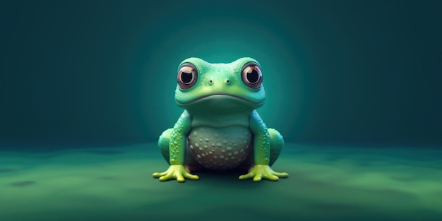 Green frog with copy space