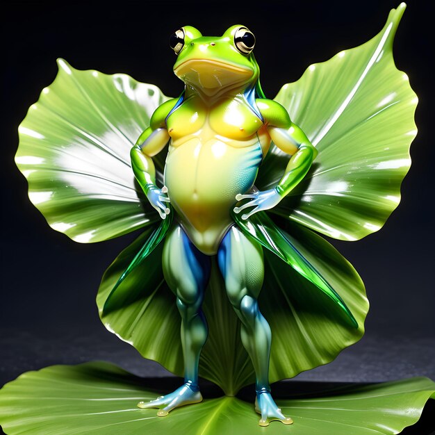 a green frog with a green body and a green body