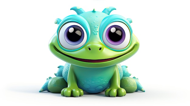 Photo a green frog with a purple eyes and a big smile