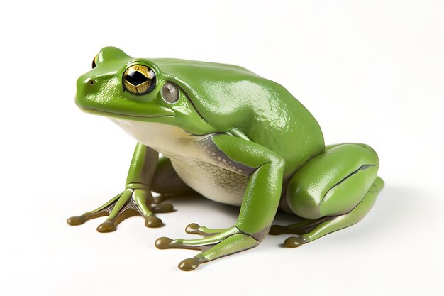 A green frog with white background
