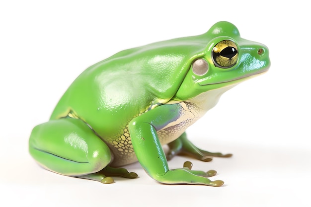 A green frog with white background