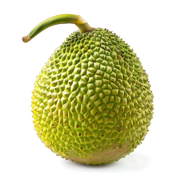 Photo a green fruit with a green stem and a banana on the top