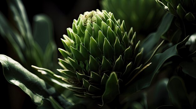 A green fruit with the light shining on it