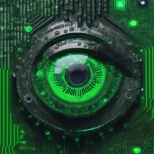 Green futuristic eye AI generated