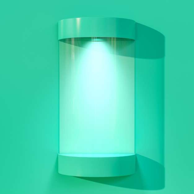 Green futuristic glass case