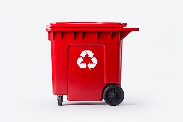 Green Garbage Container Recycling Symbol White Background Generative AI
