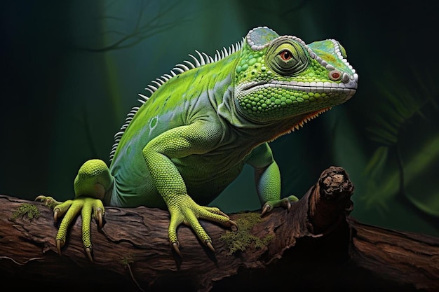 Зеленый геккон с зеленой головой и зеленой головой