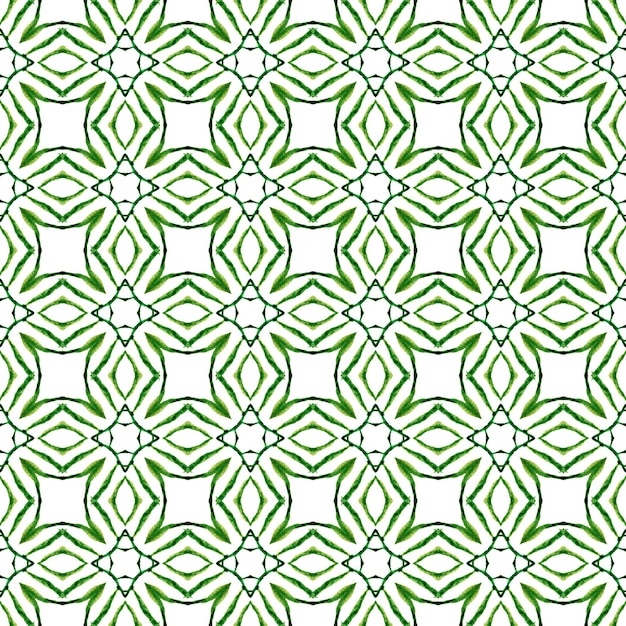 Green geometric chevron watercolor border. Green shapely boho chic summer design. Textile ready majestic print, swimwear fabric, wallpaper, wrapping. Chevron watercolor pattern.