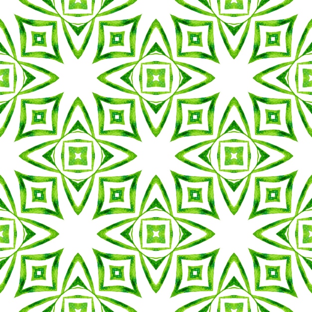 Green geometric chevron watercolor border Green