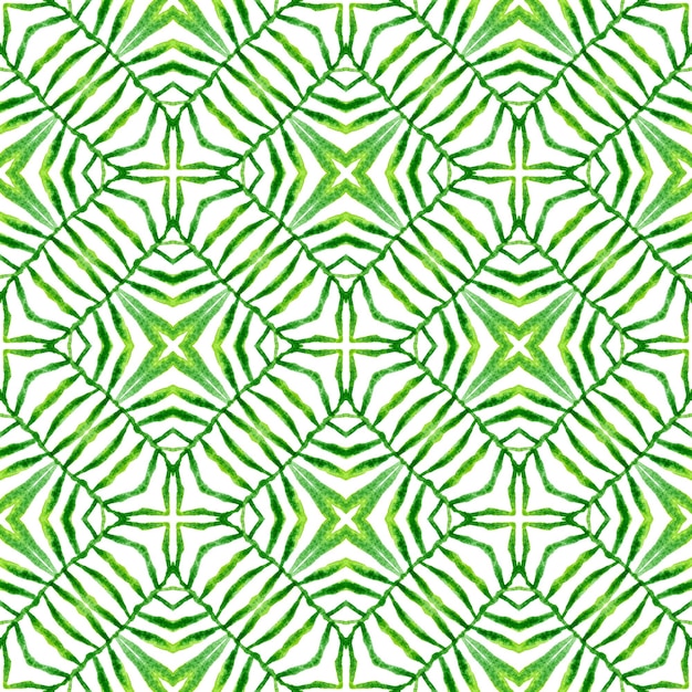 Green geometric chevron watercolor border Green