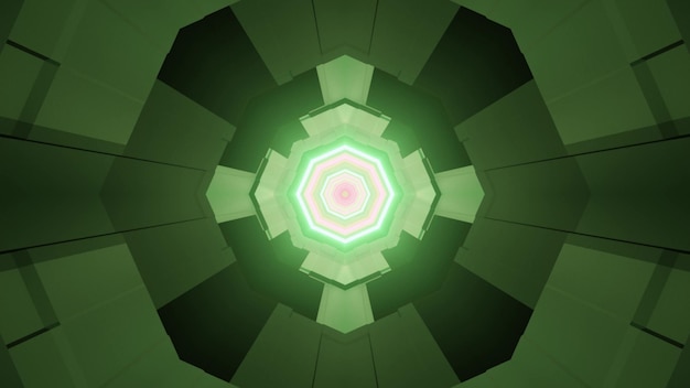 Green geometric pattern with light effects 3d illustration