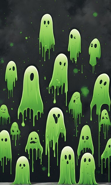 Green Ghost Halloween Background Illustration