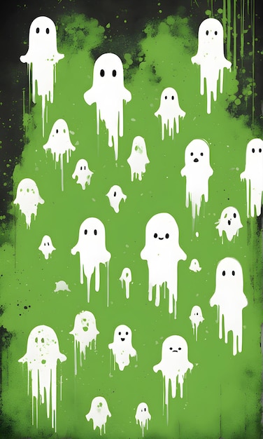 Green Ghost Halloween Background Illustration