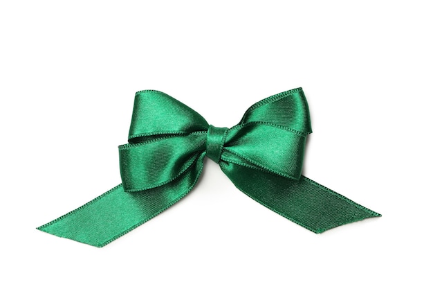 Green gift bow isolated on white background