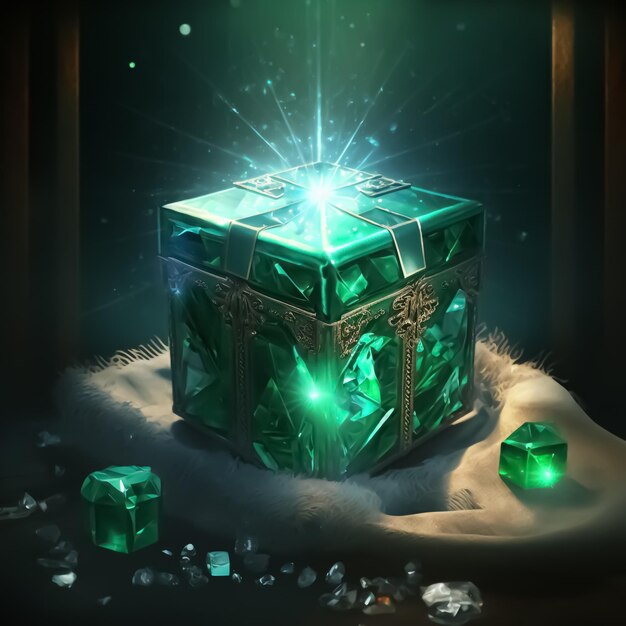 Green giftbox with decorations