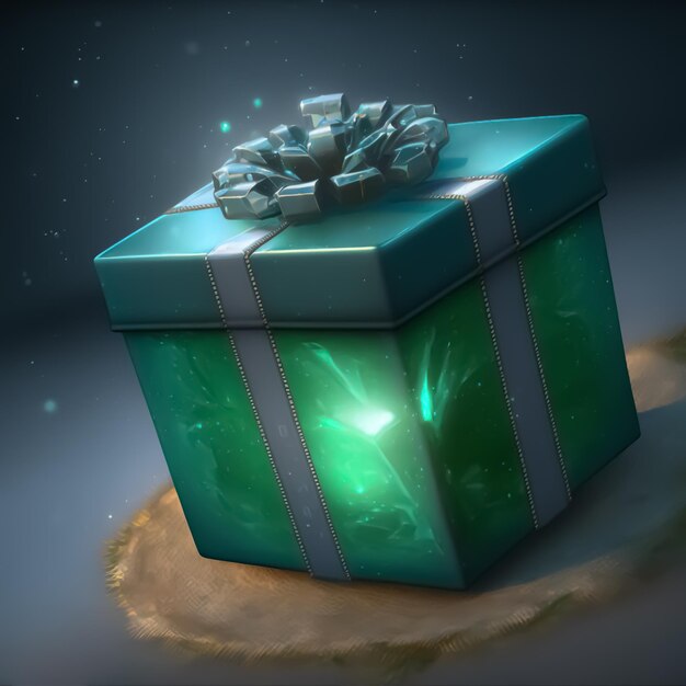 Зеленая подарочная коробка с украшениями