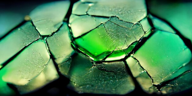 Green glass in a dark background